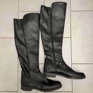 Franco Sarto over the knee black leather boots, size 10